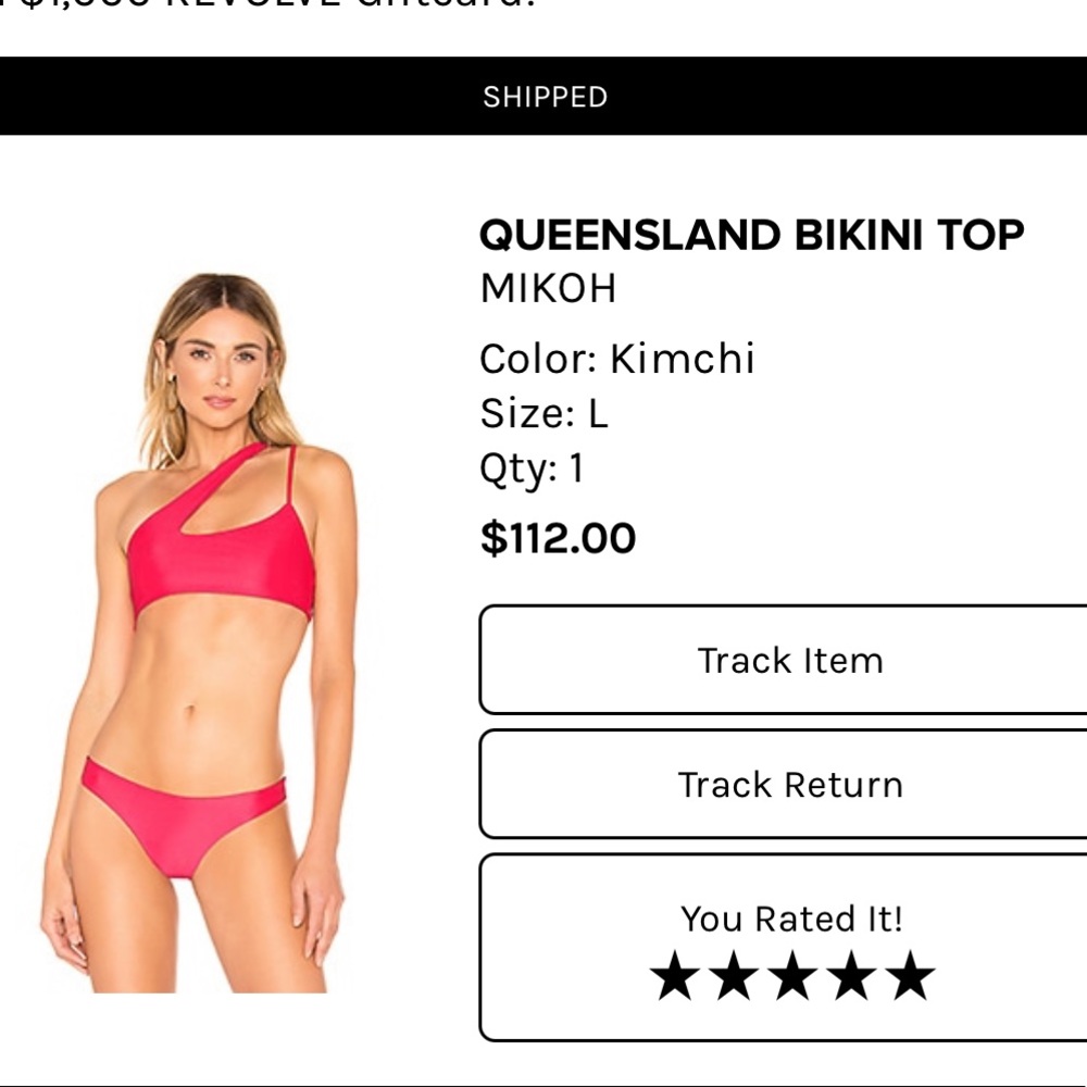 Mikoh Queensland bikini top. Color kimchi